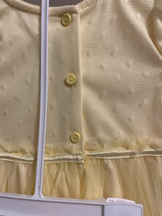 Nannette Yellow Floral Tulle Dress with Bow Accent - Picture 3 of 4